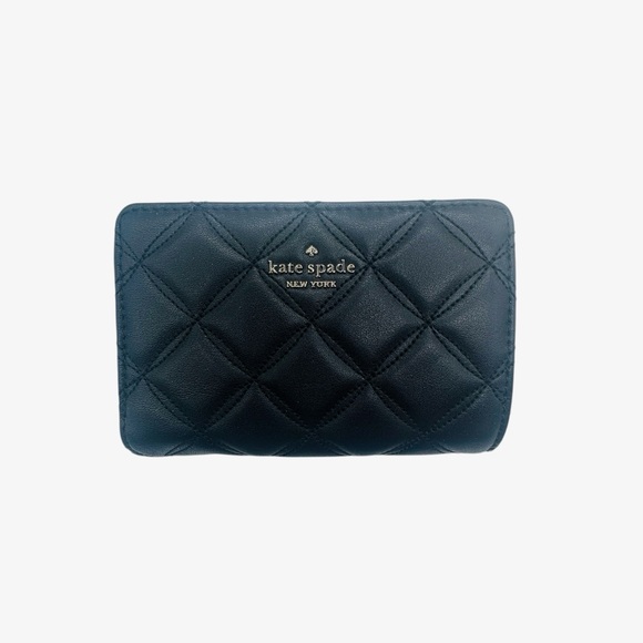 Kate Spade Natalia Quilted Leather Medium Compact Bifold Wallet in Black - Picture 4 of 13